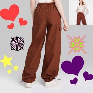 🆕 Wild Fable Women's Mid Rise Relaxed Fit Full Parachute Cargo Pants XS